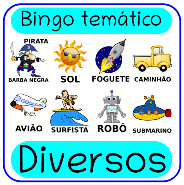 cartelas de bingo tematica diversos